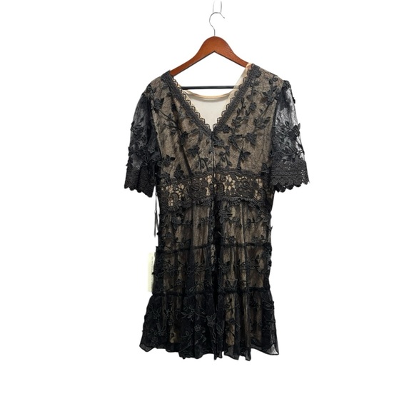 NWT Adrianna Papell Lace Embroidery Dress Black 12 - Picture 7 of 10